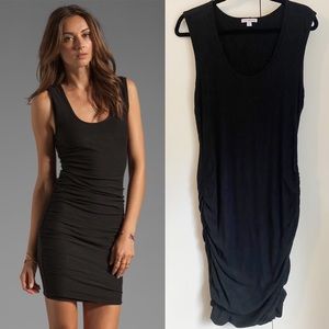 James Peres Black Ruched Dress